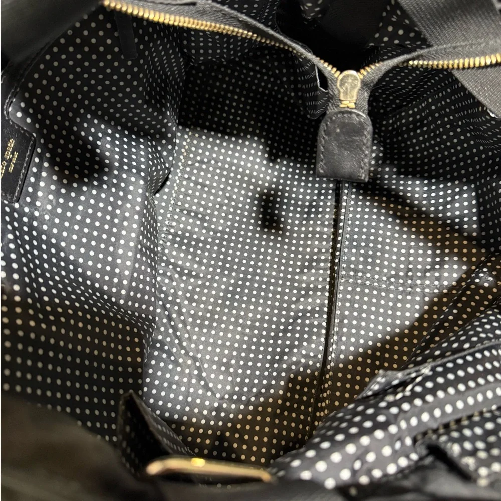Kate Spade New York‎ Stevie Black Nylon Diaper Bag Tote Polka Dot Lining